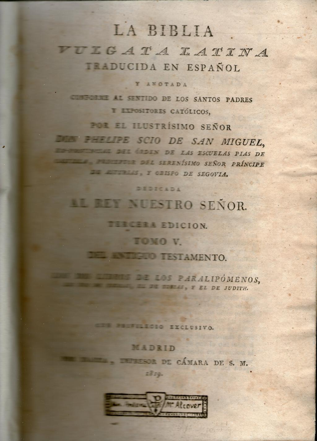 Coberta de La Biblia Vulgata Latina (Tom V)